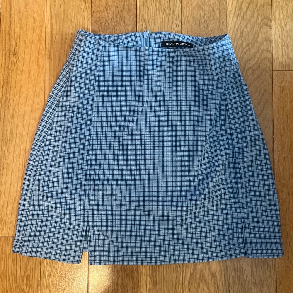 brandy melville blue plaid skirt